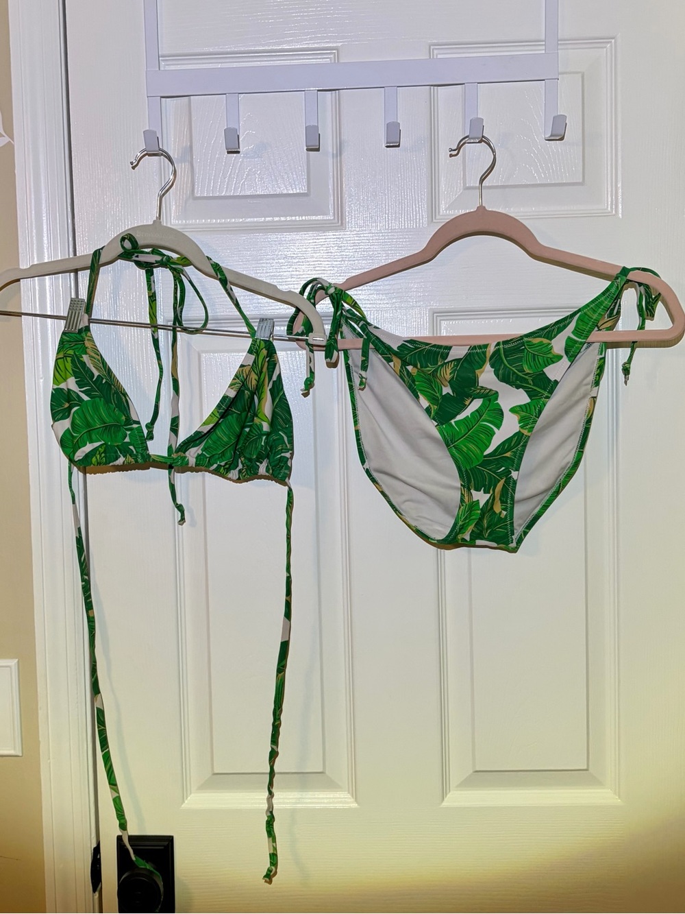 Love & Sports Green Tropical Palm Leaf Tie-Side Triangle Top Bikini. XL/XXL